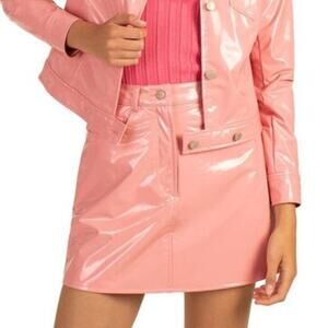 Trina Turk NWT Andre Pink Faux Patent Leather Skirt Mean Girls Clueless Sz 8‎